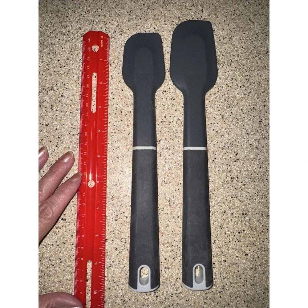 Calphalon Silicone Scraper Spatula Set Black Nylon Gray Silicone Cooking Utensil